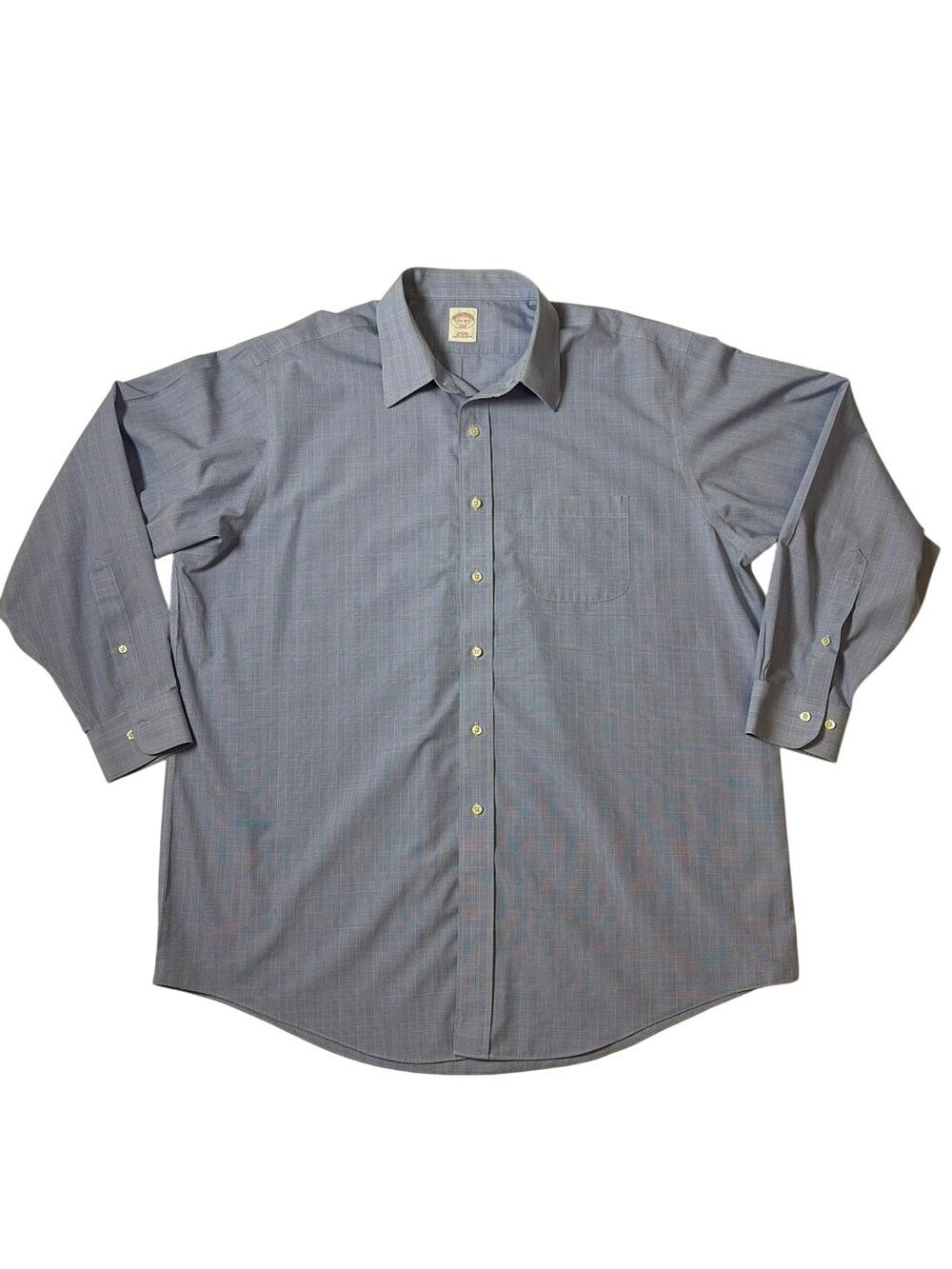Brooks Brothers Shirt Men's 17.5 X 4/5 Blue Plaid 346 Dress Classic Long Sleeve